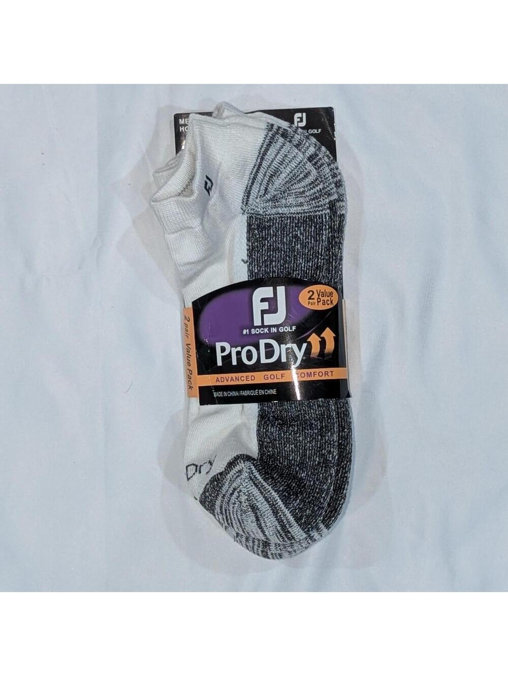 FootJoy ProDry Men’s Golf Ankle Socks 2 PACK Value Pack White Gray Size L 7-12.5 - Picture 2 of 4